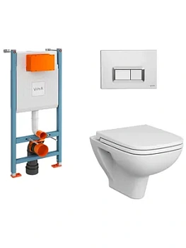 Комплект: Инсталляция Vitra клавиша хром + унитаз VitrA + сиденье микролифт 9004B003-7207