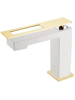 Смеситель Boheme 141-WG для раковины, на 1 отверстие, однозахватный, белый+золото