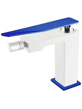 Смеситель Boheme 146-WUW.2 для биде, на 1 отверстие, однозахватный, белый+синий