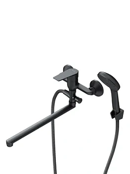 Смеситель AM.PM для ванны/душа, настенный, длинный излив, с душевым набором, черный F90A90122