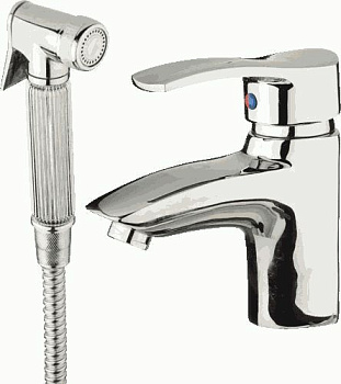 Смеситель Ledeme Н64 с гигиеническим душем, нажимное переключение душа, хром L1264