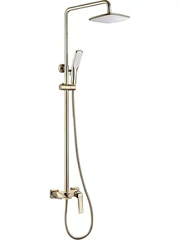 Душевая система Boheme 388 настенная, однозахватная, верхний/ручной душ, золото