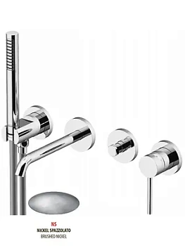 Смеситель GATTONI 9105/91NS для ванны/душа, встраиваемый,с душевым гарнитуром,никель браш