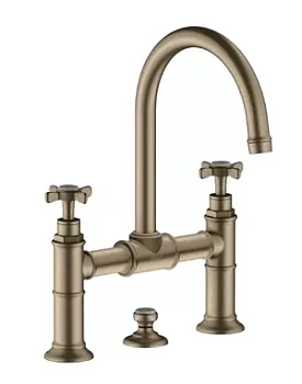 Смеситель Axor 16510820 для умывал-ка двухзахватный "мостик", донный клапан, шлиф никель