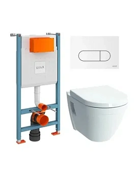 Комплект:Инсталляция Vitra+Унитаз Vitra +сиденье+клавиша смыва в белом цвете 9003B003-7203