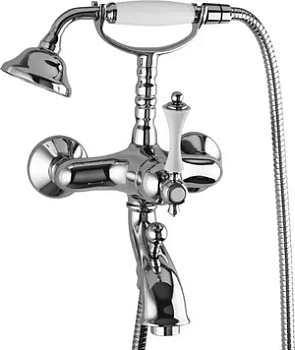 Смеситель CEZARES -VDM-01-Bi для ванны/душа, однорычажный, ручной душ, хром/ручка белая