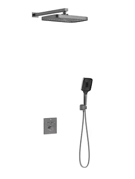 Душевая система Vincea термостатическая, верхний и ручной душ, вороненая сталь VSFW-321MT1GM