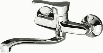 Смеситель Ledeme Н14-В настенный, для кухни, поворотный излив, однозахватный, хром L4614-B