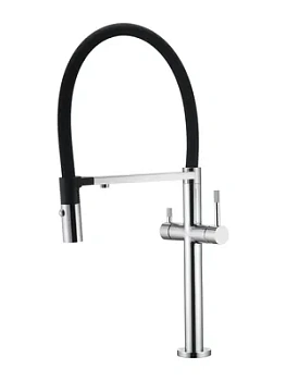 Смеситель Boheme 115-CR для кухни, однозахватный, c краном для п/воды, гибкий излив, хром