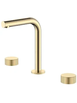 Смеситель Boheme 152-G.3 для раковины, на 3 отверстия, двухзахватный, ручки linea, золото