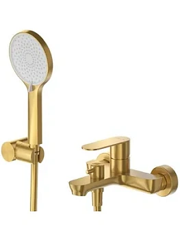 Смеситель для ванны/душа CEZARES -VD-BORO однозахватный, душ.гарнитур, цвет: браш. золото