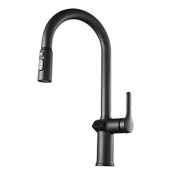 Смеситель для кухни ESKO K15B LED однозахватный,вытяжной излив, дисплей, датчик температуры, черный