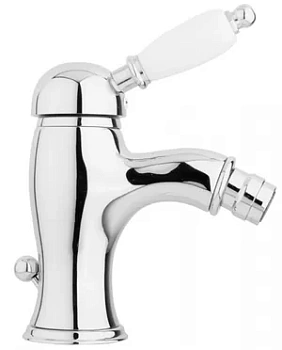 Смеситель CEZARES BSM1-01-Bi для биде, однорычажный, донный клапан, хром/ручка белая