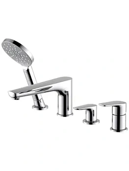 Смеситель Aquatek AQ1148CR на борт ванны, однозахватный, на 4 отв., с ручным душем, цвет: хром