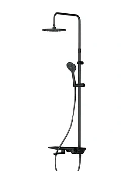 Душевая система AM.PM F0790722 настенная, ручной/верхний душ, поворотный излив, черный матовый