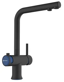 Смеситель для мойки Omoikiri GB-IB графит/синие вставки, с краном для питьевой воды 4994499
