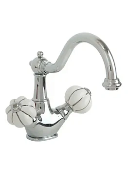 Смеситель для раковины Migliore с д/клапаном, бел. с декором платина/хром ML.OLV-5834.BP.CR