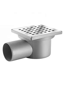 Трап душевой BERGES 100х100, хром глянец, боковой выпуск слив D50, 091001