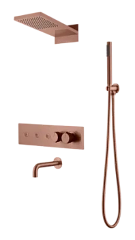 Душевая система Boheme Fusion 131-2-CB встраиваемая, термостат, верхний/ручной душ,излив, медь браш