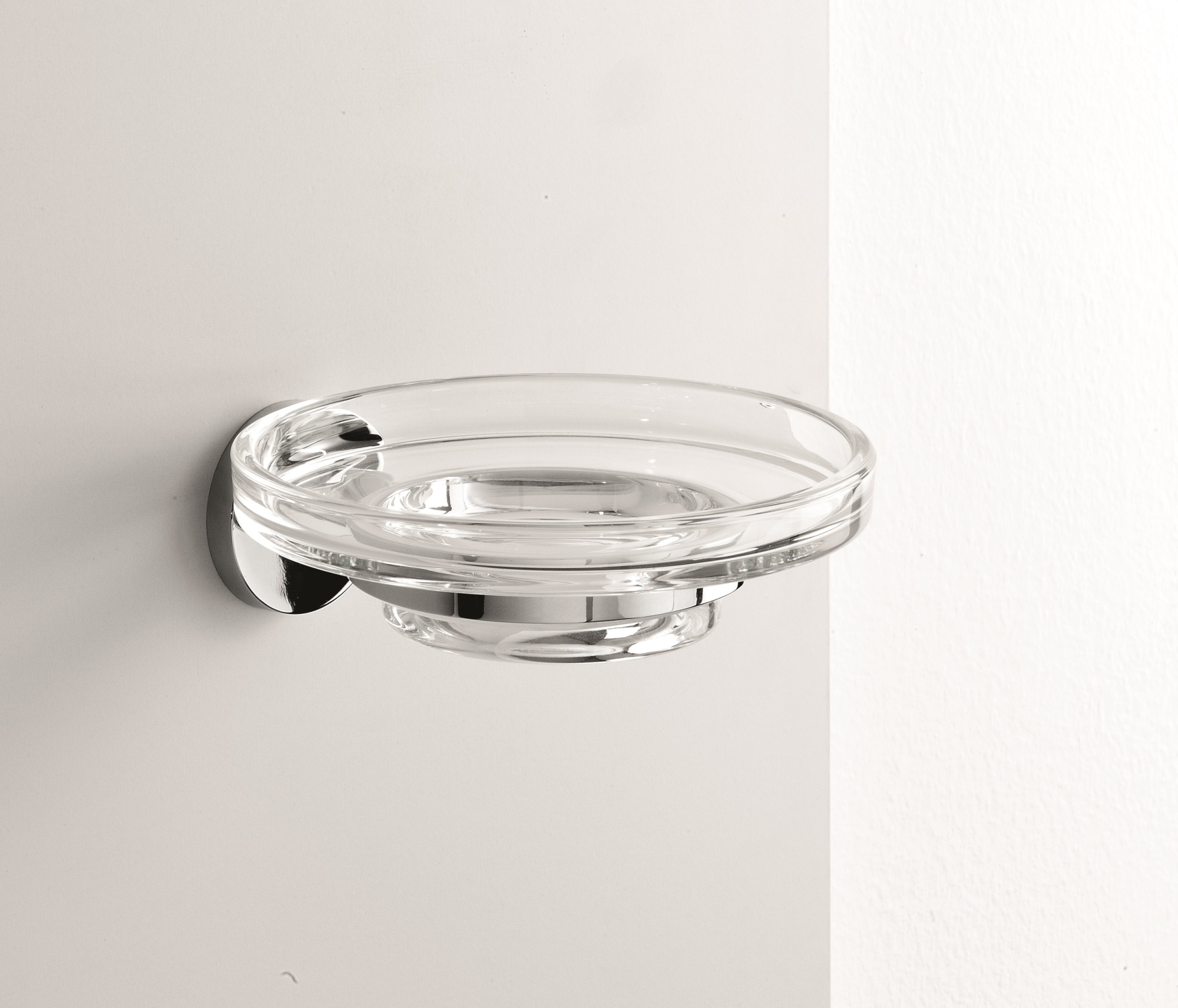 Мыльница INDA ONE A24110CR03 , настенная, цвет держателя хром, чашка экстра прозрачное стекло