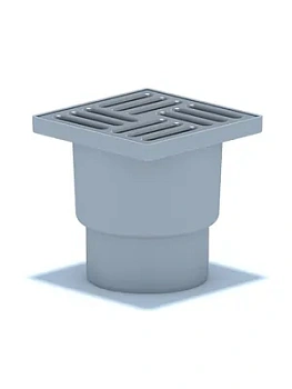 Трап душевой АНИ Пласт 15х15 решетка нерж.сталь, вертикальный выпуск 110мм, гидрозатвор TA1212