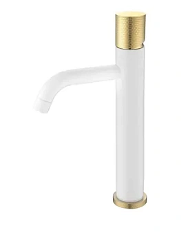 Смеситель Boheme 122-WG.2 для раковины, на 1 отверстие, однозахватный,ручка touch,белый+золото