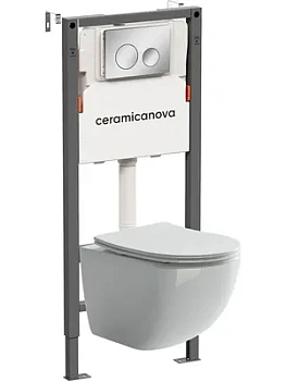 Комплект Подвесной унитаз FORMA Rimless+Система инсталляции , кнопка Circle, хром глянцевый CN3009_121001CH