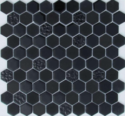 Hexagon Black Glass 29.5X30.5