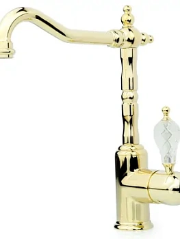 Смеситель Boheme 102-CRST для раковины, на 1 отверстие, однозахватный, золото