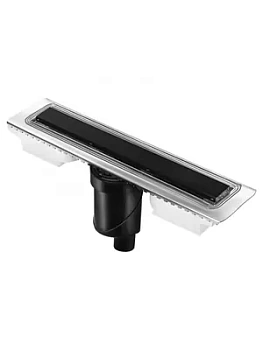 Душевой лоток BERGES 600, черный мат., верт. выпуск S-сифон D50/105мм Н50мм, 095037