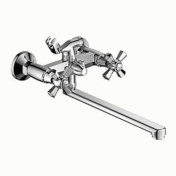 Смеситель Ledeme Н90 настенный, двухзахватный, для ванны и душа, с душевой лейкой, хром L2590