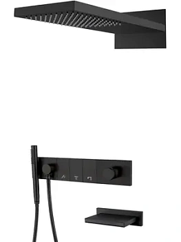 Душевая система Boheme 132-2-B встраиваемая, излив, верхний/ручной душ, чёрная