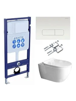 Комплект Инсталляция+Унитаз с сиденьем микролифт+Кнопка Aquatek SET AQUATEK ПОЛАРИС-01-013 4в1