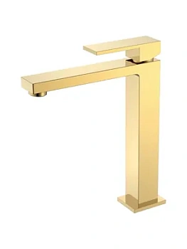 Смеситель Boheme 472-G для раковины, на 1 отв, однозахватный, фикс излив, золото