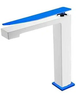 Смеситель Boheme 142-WUW.2 для раковины, на 1 отверстие, однозахватный, белый+синий