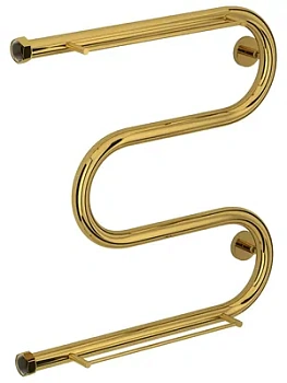 СУНЕРЖА М-образный + 2 полки Полотенцесушитель 500х500 золото, нак. гайка 1"
