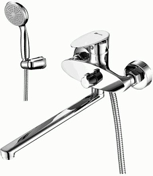 Смеситель для ванны/душа Lemark LM0251C однозахватный, длинный излив, душевой комплект, хром
