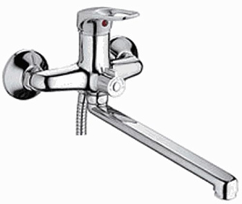 Смеситель Ledeme Н37 настенный, для ванны и душа, поворотный излив, с душевой лейкой, хром L2237