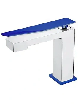 Смеситель Boheme 141-CRUW.2 для раковины, на 1 отверстие, однозахватный, хром+синий