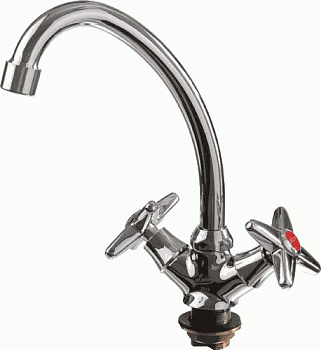 Смеситель Ledeme Н20 для кухни, двухзахватный, поворотный излив, хром L5920