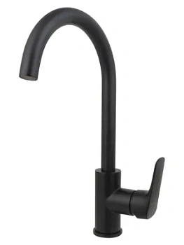 Смеситель для кухни Aquatek AQ1082MB однозахватный, поворотный излив 255мм, цвет: черный мат