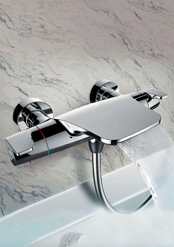 Смеситель для ванны/душа ESKO T5054 настенный, термостат, каскадный излив, цвет: хром