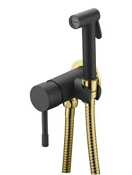 Смеситель Boheme 467-BG встраиваемый,с гигиеническим душем, однозахватный, с держ, черный+золото