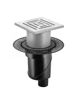 Трап душевой BERGES Uno 150х150, мат.хром, верт. выпуск S-сифон D50/105мм Н30/80мм, 090070