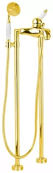 Смеситель CEZARES -VDPM-03/24-Bi для ванны, напольный, ручной душ, золото/ручка белая