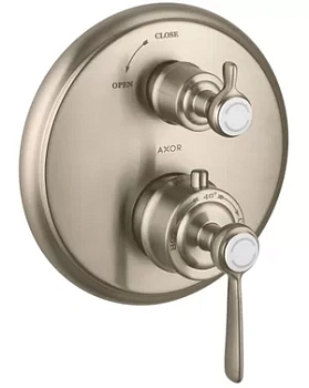 Смеситель Axor 16801820 термостатический с запорным вентилем, шлиф. никель