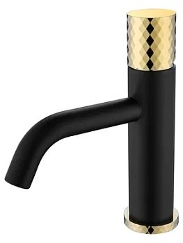 Смеситель Boheme 121-BG для раковины, на 1 отверстие, однозахват, ручка diamond, черный+золото