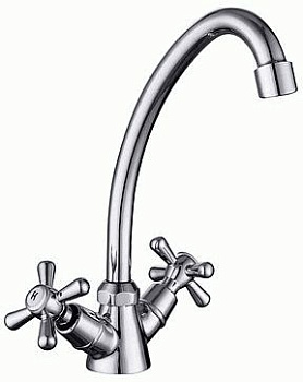 Смеситель для кухни Lemark LM6040C поворотный излив, двухзахватный, хром