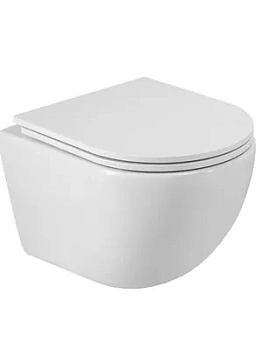 Унитаз Cezares CZR-38088-49-TH-TOR/SC (365х490х310) подвесной, безободковый, с сиденьем, белый