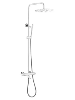 Душевая система Boheme 468-T-WCR, настенная, верхний/ручной душ, с термостатом, белый+хром